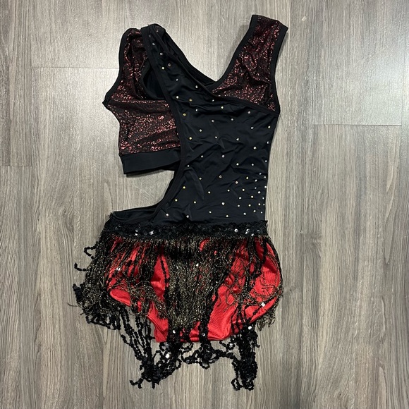 Custom Leopard Rhiestone Fringe Dance Costume - Picture 5 of 6